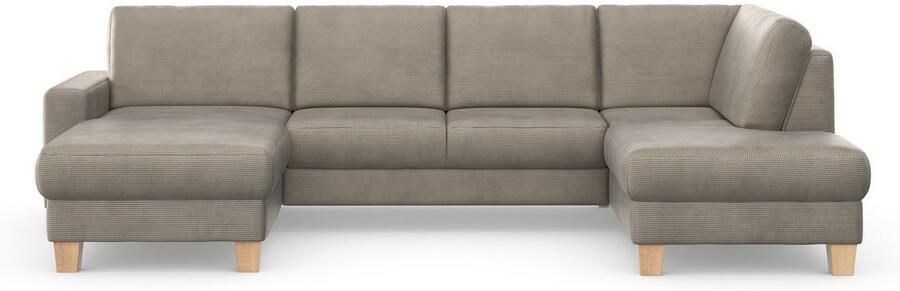 Home affaire Zithoek SUMMER U-vorm met of zonder slaapfunctie en bedkist cordbekleding