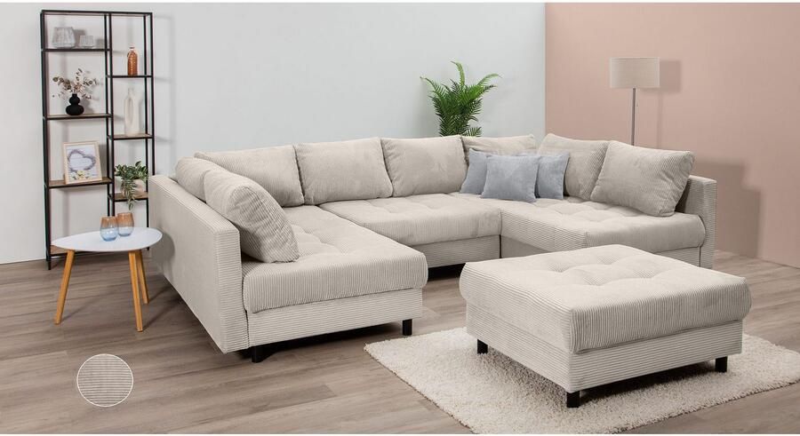 COLLECTION AB Zithoek Toni U-vorm B: 298 cm met hocker & 3 sierkussens veerkern - Foto 5