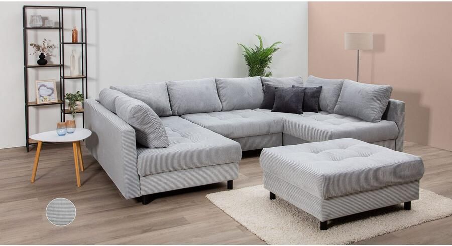 COLLECTION AB Zithoek Toni U-vorm B: 298 cm met hocker & 3 sierkussens veerkern - Foto 5