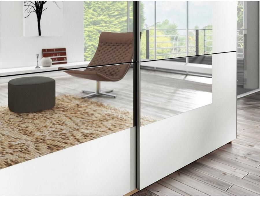 Home affaire Zweefdeurkast Beta schuifdeurkast kledingkast linnenkast met spiegel inclusief complete indeling metalen grepen - Foto 2