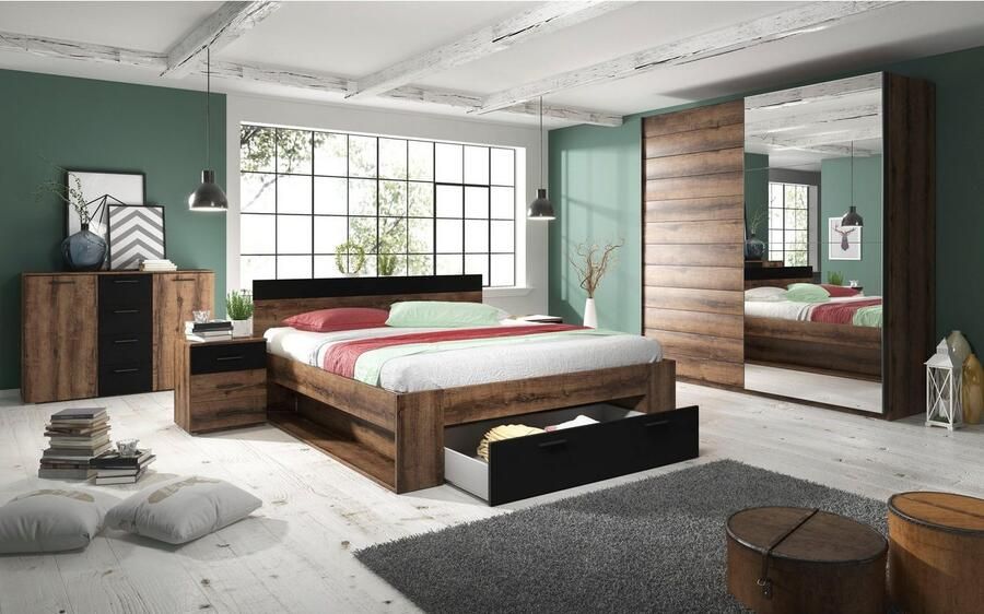 Home affaire Zweefdeurkast Beta schuifdeurkast kledingkast linnenkast met spiegel inclusief complete indeling metalen grepen - Foto 5