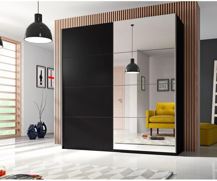 Home affaire Zweefdeurkast Beta schuifdeurkast kledingkast linnenkast met spiegel inclusief complete indeling metalen grepen - Foto 4