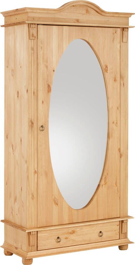 Home affaire Kledingkast Florence met spiegel van massief grenen decoratief freeswerk - Foto 1