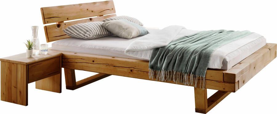 Home affaire Ledikant Ultima 3-delig van vurenhout in balk-look 180 cm bed 2 nachtkastjes (set 3-delig)