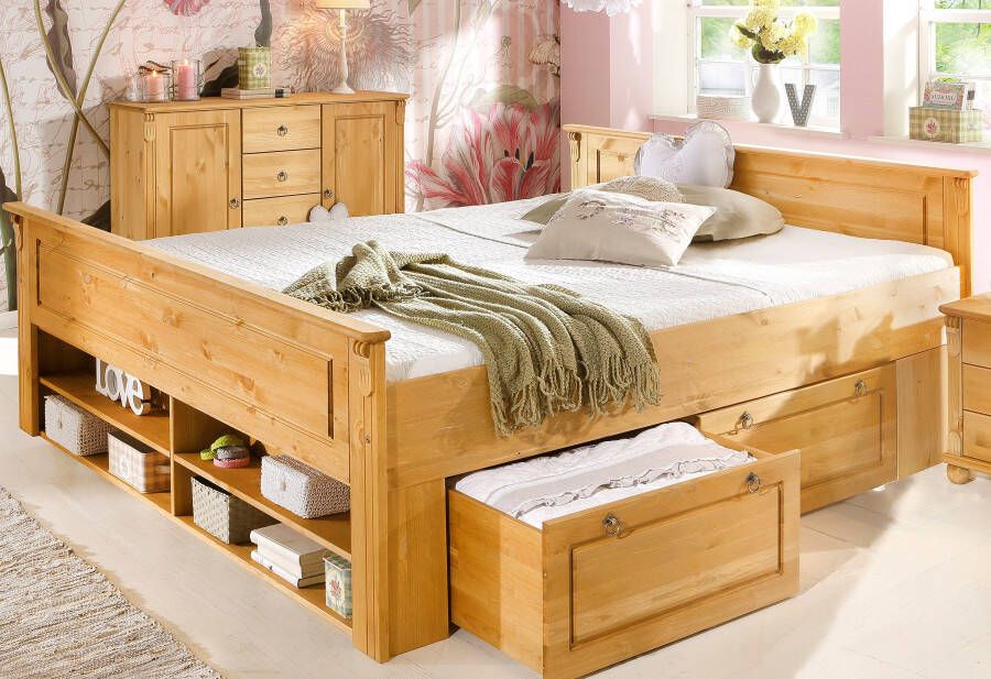 Home affaire Massief houten ledikant TESSIN FSC-gecertificeerd grenen Bed met opbergruimte INCLUSIEF oprolbare lattenbodem - Foto 13