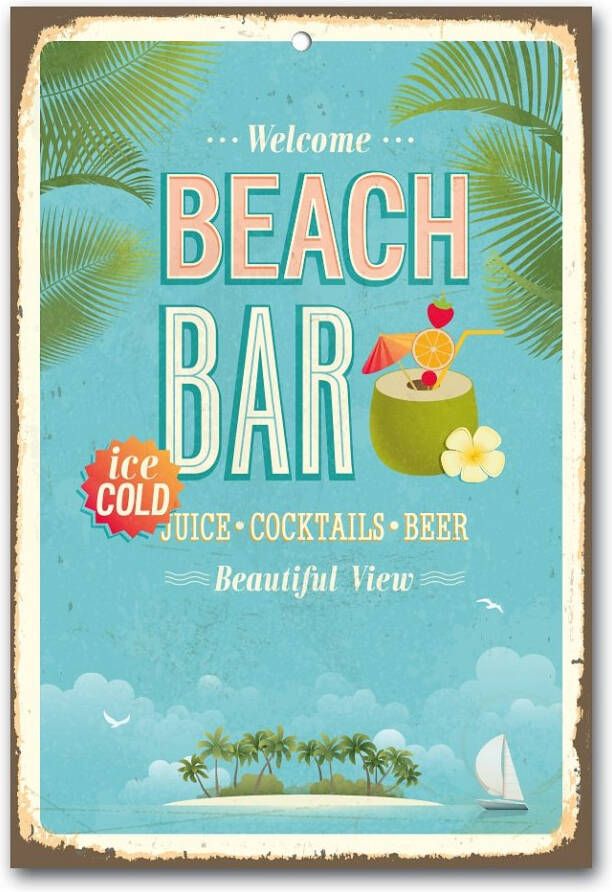 Home affaire Metalen artprint Beach bar Strand staalplaat blikplaat Hawai cocktails - Foto 4