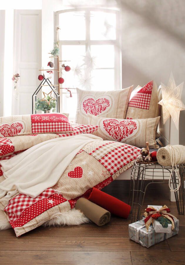 My home Beddengoed Janina in mt. 135x200 of 155x220 cm 100% katoen veel winterdesigns: patchwork sneeuwpop uil beer - Foto 3