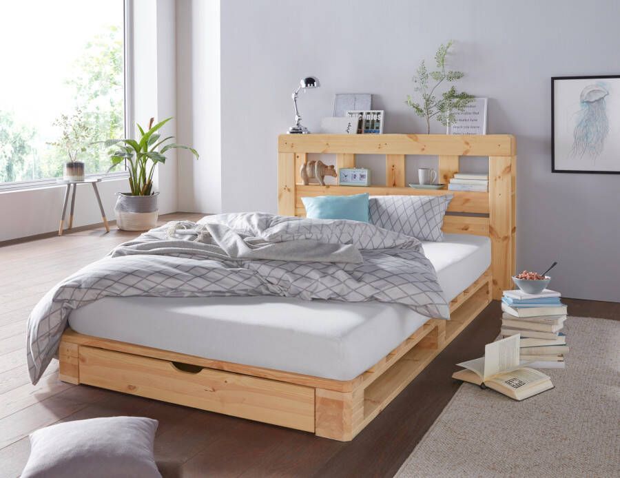 Home affaire Palletbed ALASCO BESTSELLER! Met lade gecertificeerd massief hout uit te breiden tot tweepersoons- of familiebed - Foto 11