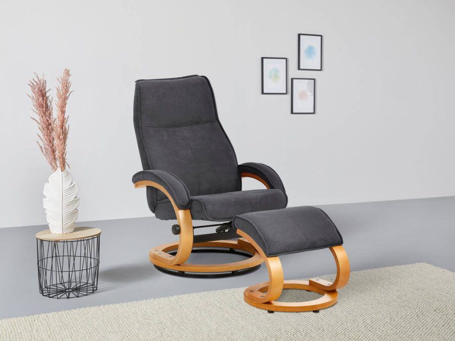 Home affaire Relaxfauteuil Paris tv-stoel met poef en handmatige ligfunctie (set 2 stuks)