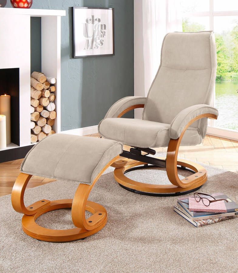 Home affaire Relaxfauteuil Paris tv-stoel met poef en handmatige ligfunctie (set 2 stuks)
