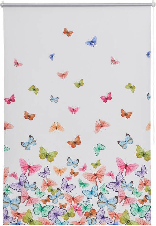 Home affaire Rolgordijn met zijbediening Butterfly Hittebescherming vlinders multicolour gedessineerd klemsteun (1 stuk) - Foto 1
