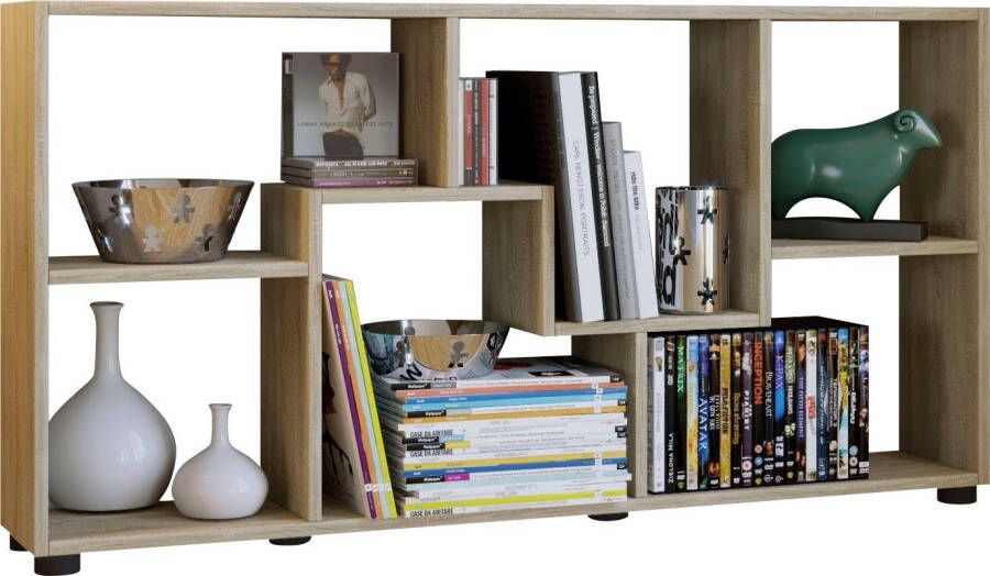 Emob Boekenkast Azira 116 cm 6 open vakken-Sonoma eik Woonaccessoires outlet Bruin Melamine; Spaanplaat Woonaccessoires outlet Op voorraad - Foto 3