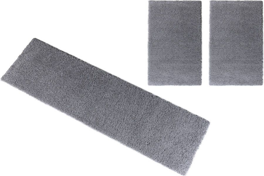 My home Set slaapkamerkleedjes Shaggy 30 geweven 2- of 3-delig slaapkamerkleed loperset unikleuren - Foto 5