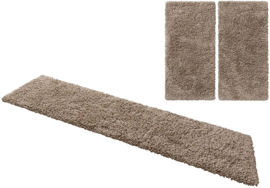 Home affaire Set slaapkamerkleedjes Shaggy 30 geweven 2- of 3-delig slaapkamerkleed loperset unikleuren