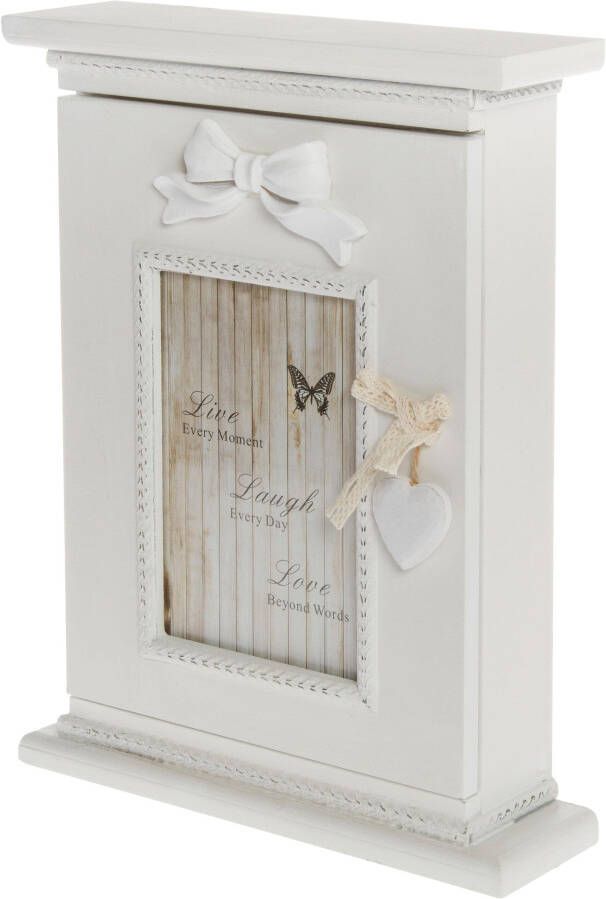 Home affaire Sleutelkastje Erwin wit met fotolijstje & 6 haken shabby look
