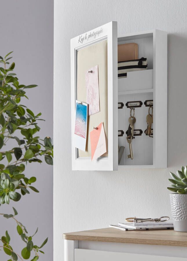 Home affaire Sleutelkastje met linnen kussen voor vastpinnen van foto s en notities - Foto 6