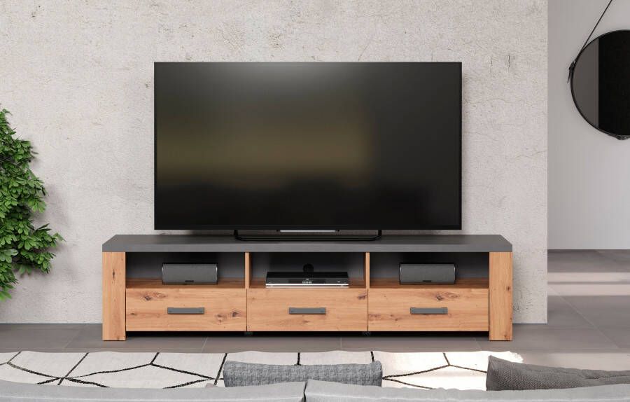 Home affaire Tv-meubel Ambres mat echt-hout-look ca.-afm. bxh: 180x43 cm tv-kast eiken (1 stuk)
