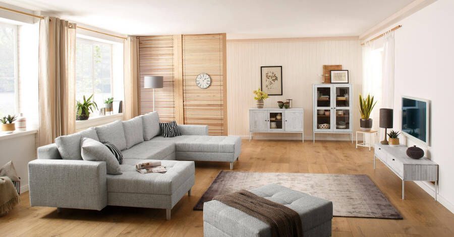 Home affaire Tv-meubel Freya met 2 kleppen metalen handgrepen van massief hout breedte 140 cm - Foto 9