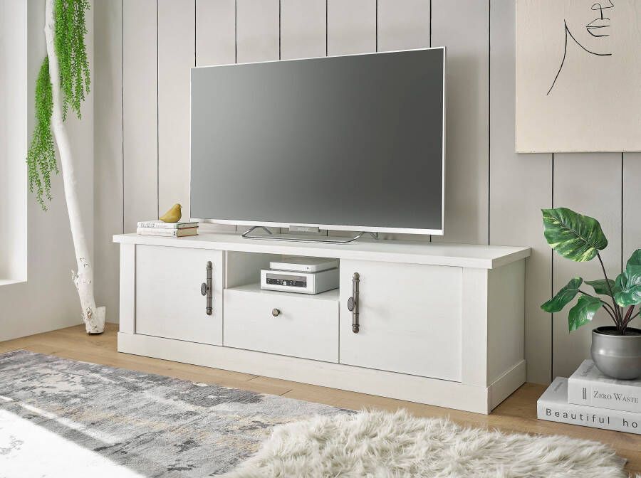 Home affaire Tv-meubel Ravenna in romantische landelijke stijl grepen van metaal breedte 155 cm