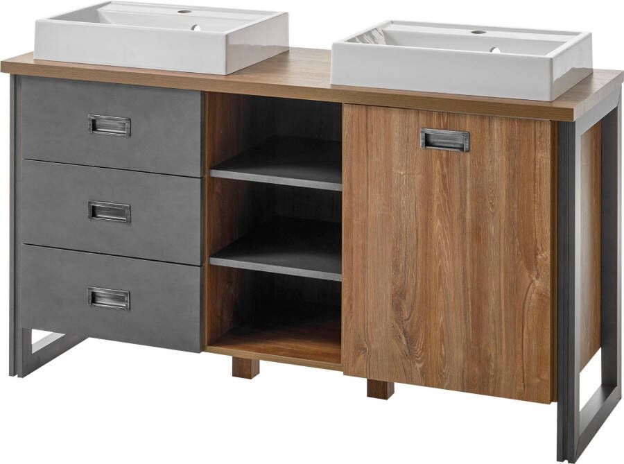 Home affaire Wastafelonderkast Detroit onderkast met apothekershandgreep badkamerkast industriële stijl - Foto 12