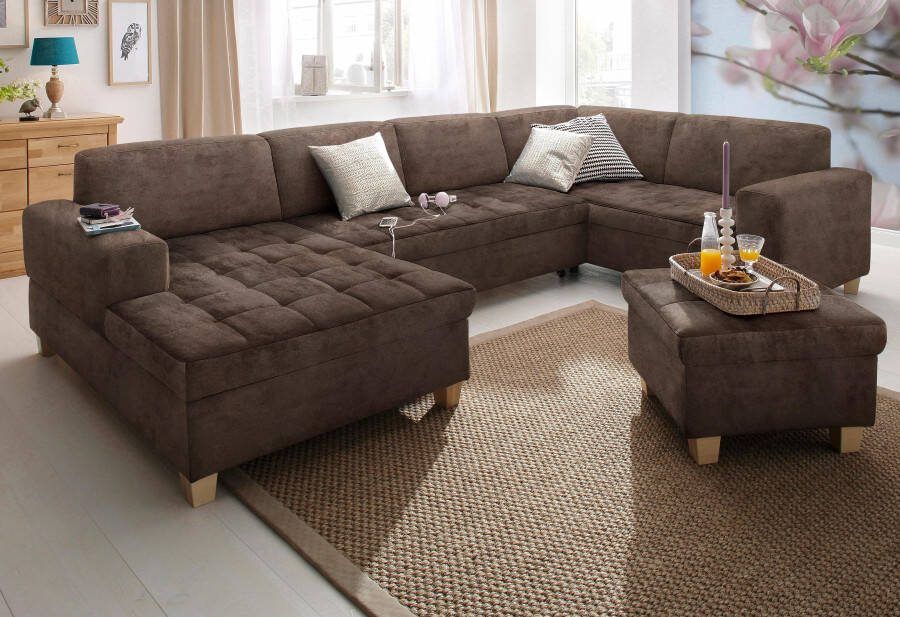 Home affaire Zithoek Corby veel ruimte en comfort U-vorm naar keuze met slaapfunctie stiksels op het zitoppervlak - Foto 4