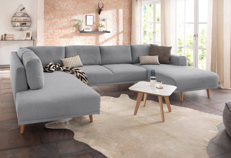 Home affaire Zithoek Lasse U-vorm in scandinavische stijl met houten poten