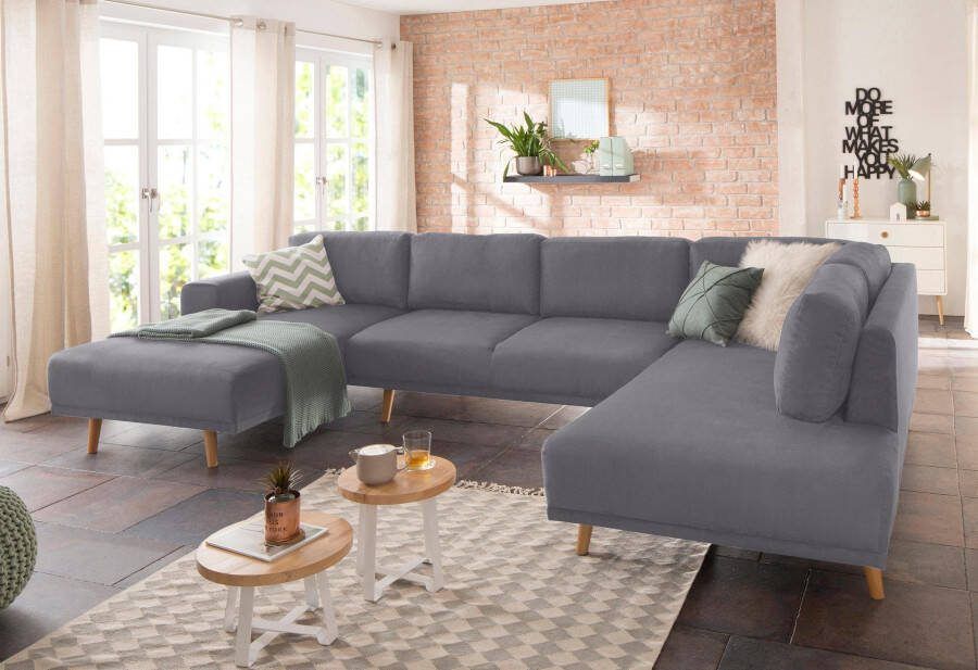 Home affaire Zithoek Lasse U-vorm in scandinavische stijl met houten poten