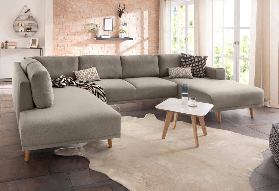 Home affaire Zithoek Lasse U-vorm in scandinavische stijl met houten poten