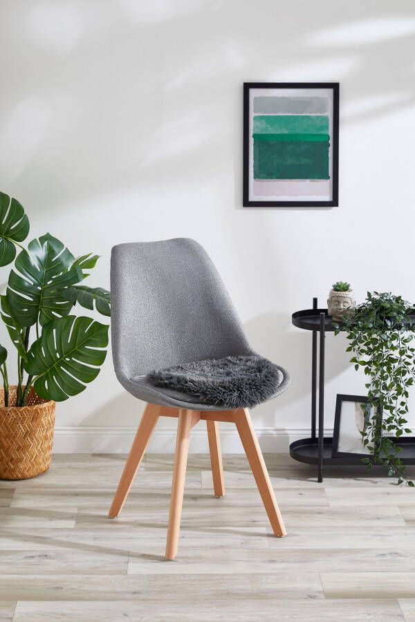 My home Zitkussen Alpa set van 4 Zitkussen kunstbont rond Ø 34 cm effen zeer zacht wasbaar - Foto 1