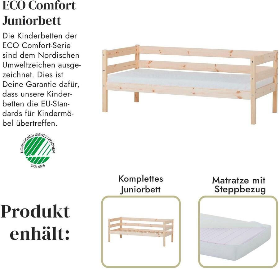 Hoppekids 1-persoonsledikant ECO Comfort kinderbed massief grenenhout tienerbed inclusief lattenbodem (set) - Foto 6