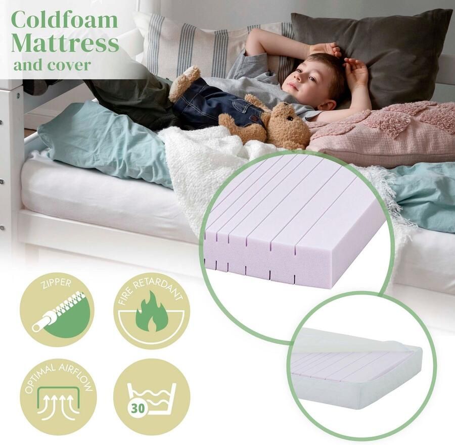 Hoppekids 1-persoonsledikant ECO Comfort kinderbed massief grenenhout tienerbed inclusief lattenbodem (set) - Foto 4