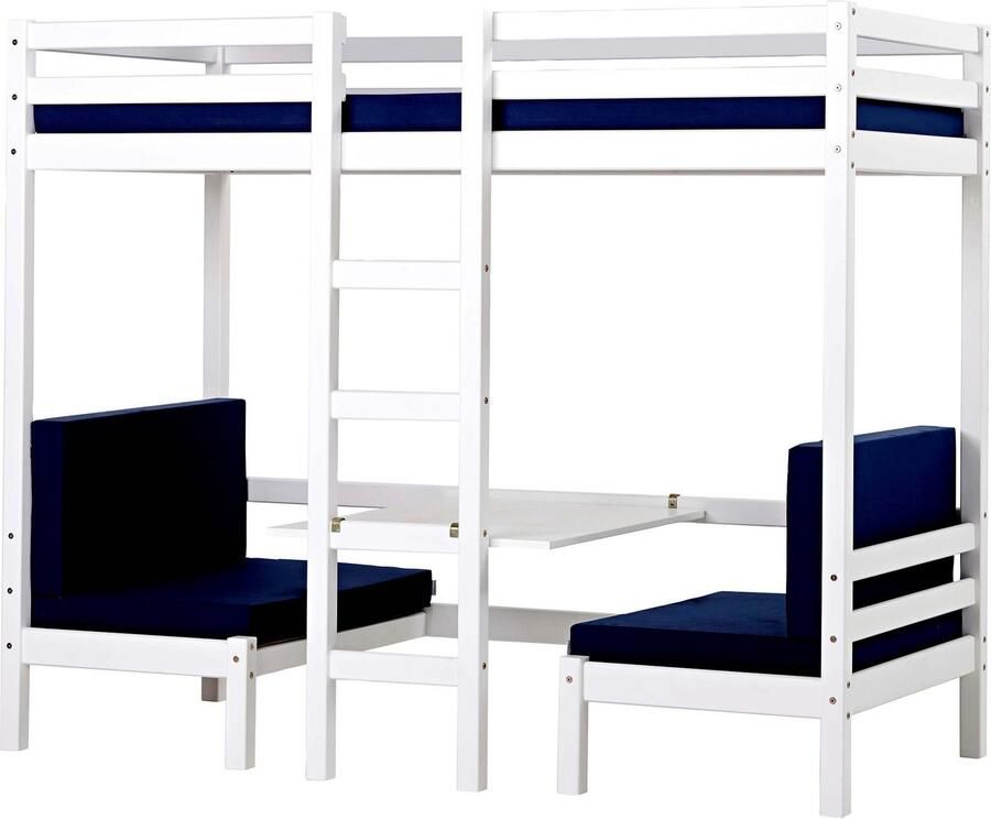 Hoppekids Hoogslaper ECO Dream JUMBO met zithoek matrassen & kussenset