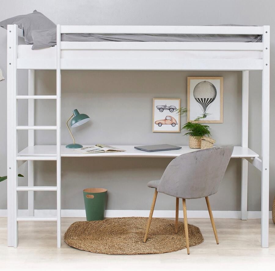 Hoppekids Hoogslaper Hochbett 90x200cm met bureau om te bouwen tot een eenpersoonsbed FSC gecertificeerd massief hout hoogslaper zonder bureau bruikbaar - Foto 2