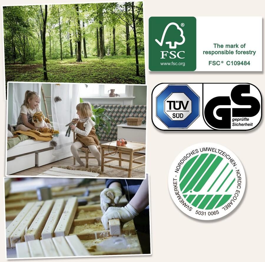 Hoppekids Hoogslaper Hochbett 90x200cm met bureau om te bouwen tot een eenpersoonsbed FSC gecertificeerd massief hout hoogslaper zonder bureau bruikbaar - Foto 3