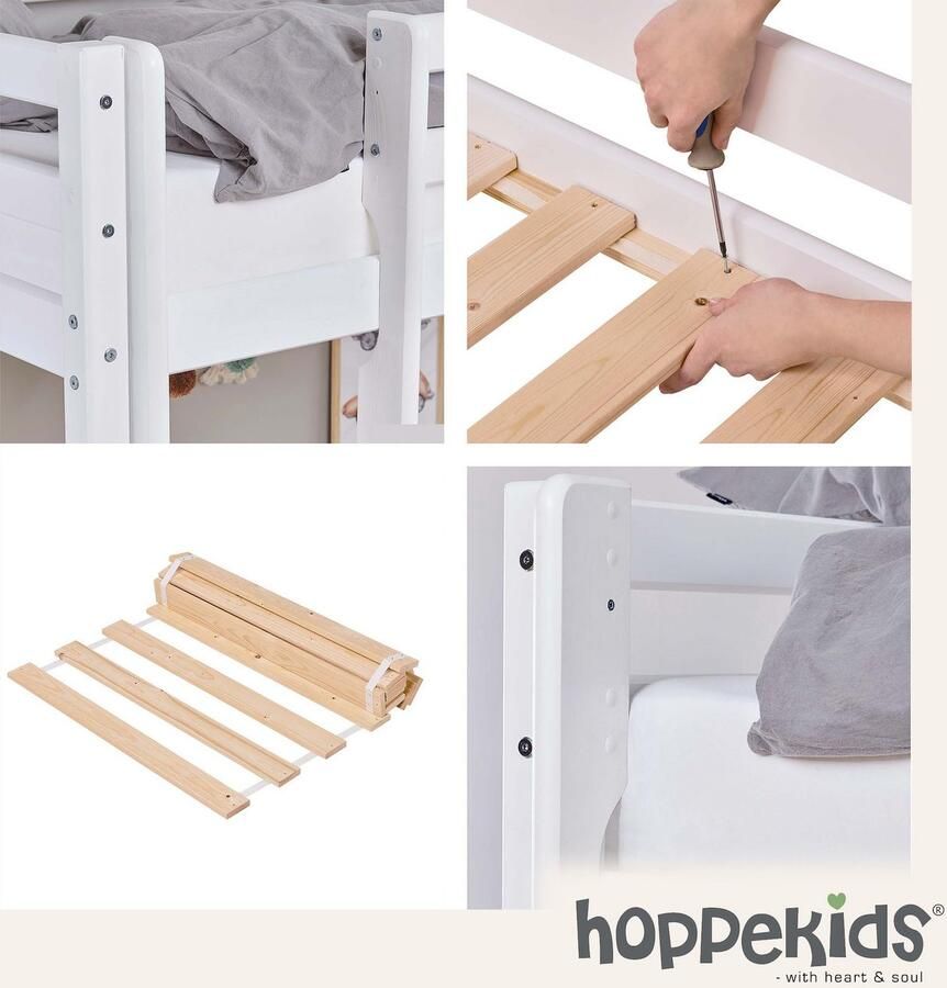 Hoppekids Hoogslaper Hochbett 90x200cm met bureau om te bouwen tot een eenpersoonsbed FSC gecertificeerd massief hout hoogslaper zonder bureau bruikbaar - Foto 4