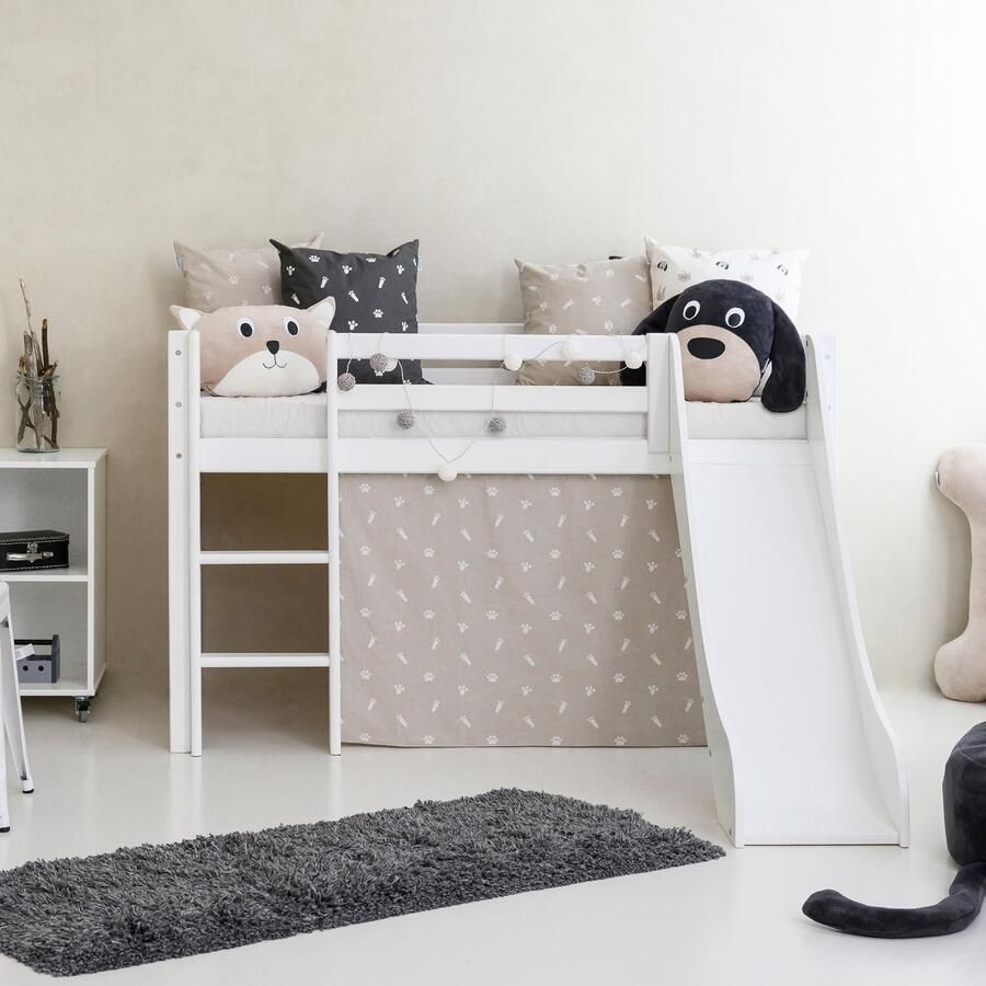 Hoppekids Hoogslaper Pets zilvergrijs Glijbaan & gordijn grijs en veel keus - Foto 6