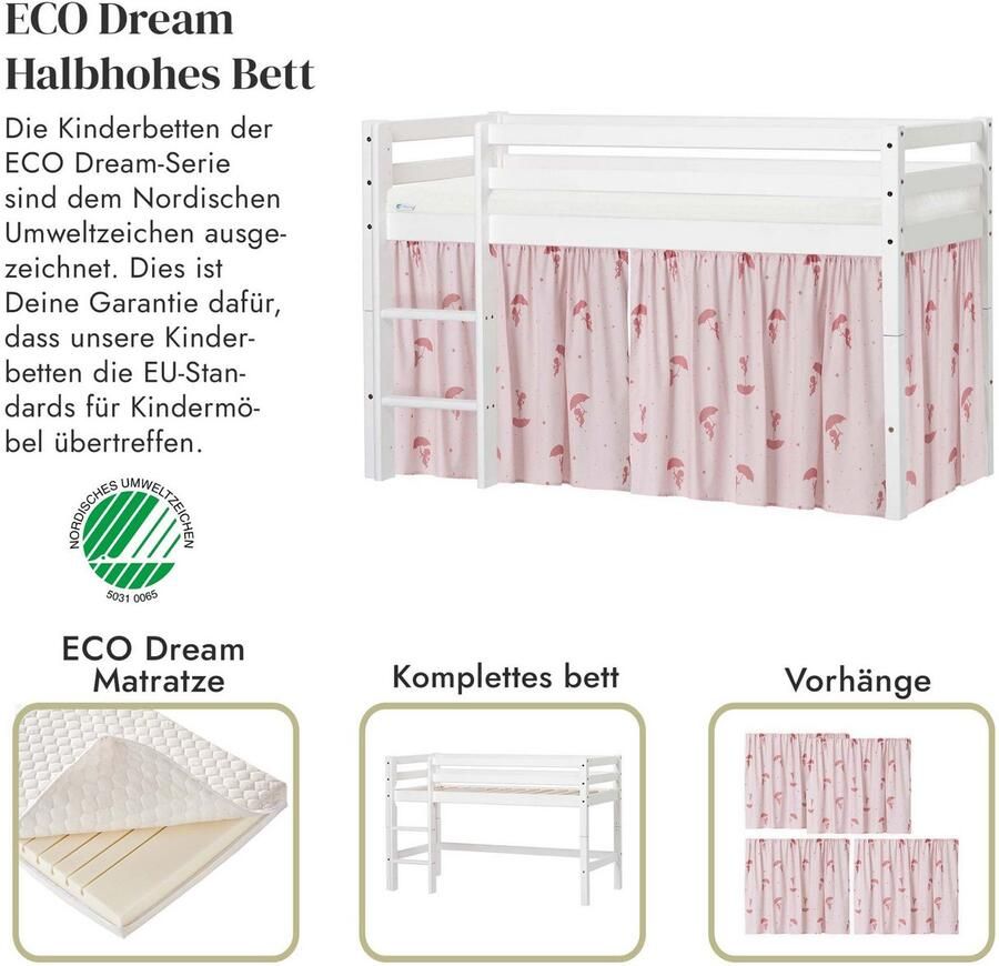 Hoppekids Speelbed ECO Dream hoogslaper deelbaar in 2 eenpersoonsbedden Massief hout naar keuze in 2 afmetingen en 4 kleuren matras ter keuze - Foto 5