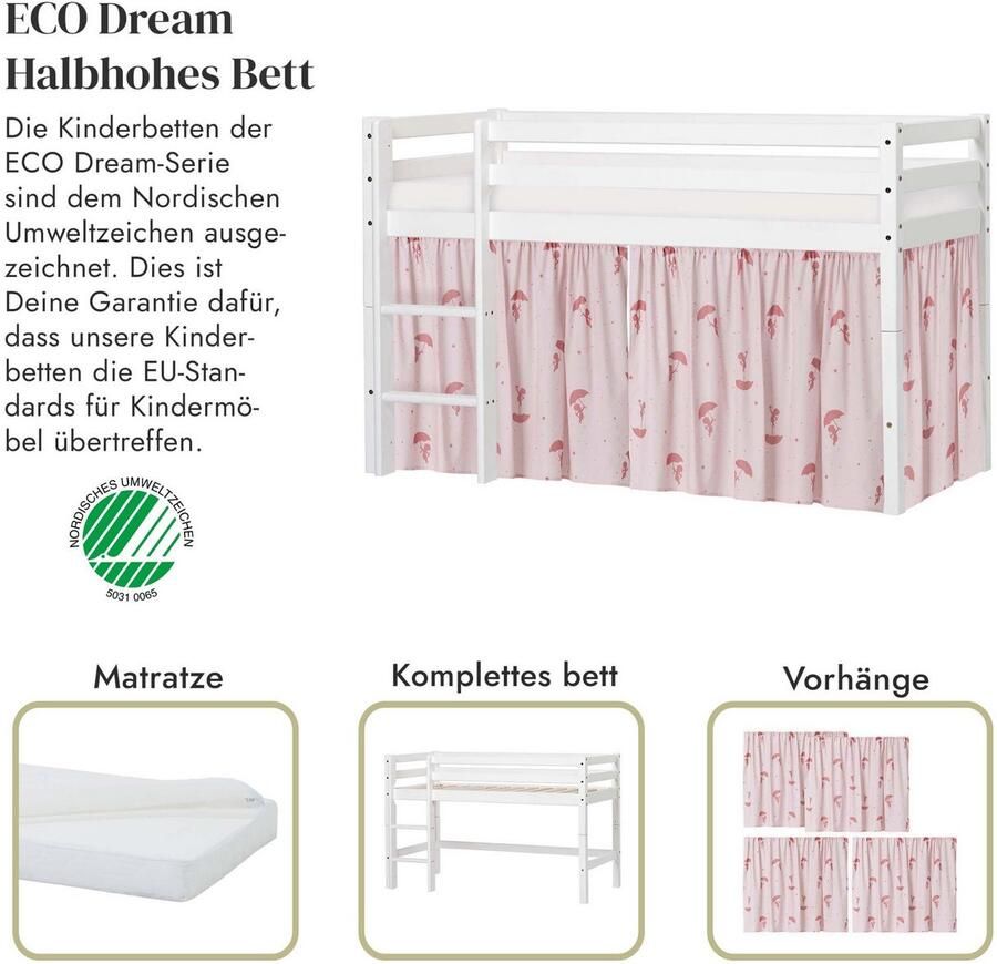 Hoppekids Speelbed ECO Dream hoogslaper deelbaar in 2 eenpersoonsbedden Massief hout naar keuze in 2 afmetingen en 4 kleuren matras ter keuze - Foto 4