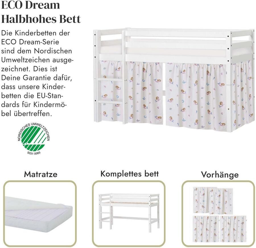 Hoppekids Speelbed ECO Dream hoogslaper om te bouwen tot een eenpersoonsbed Massief houten bed met zeemeermingordijn matras & 2 maten ter keuze - Foto 4