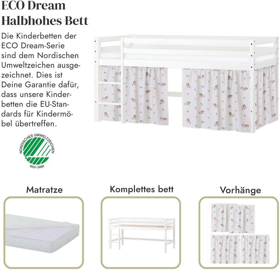 Hoppekids Speelbed ECO Dream hoogslaper om te bouwen tot een eenpersoonsbed Massief houten bed met zeemeermingordijn matras & 2 maten ter keuze - Foto 5