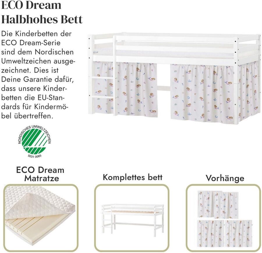 Hoppekids Speelbed ECO Dream hoogslaper om te bouwen tot een eenpersoonsbed Massief houten bed met zeemeermingordijn matras & 2 maten ter keuze - Foto 2