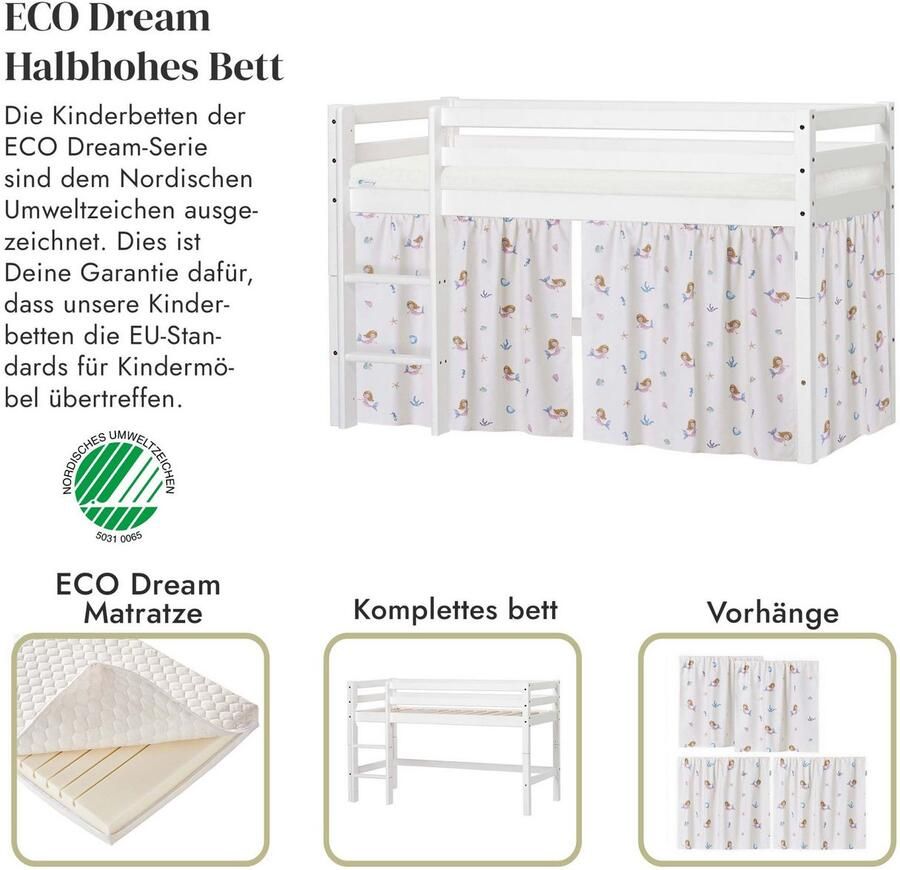 Hoppekids Speelbed ECO Dream hoogslaper om te bouwen tot een eenpersoonsbed Massief houten bed met zeemeermingordijn matras & 2 maten ter keuze - Foto 2