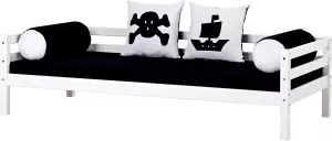 Hoppekids Kinderledikant Eco Dream Piratenbed slaapbank met matras zwart 2 maten