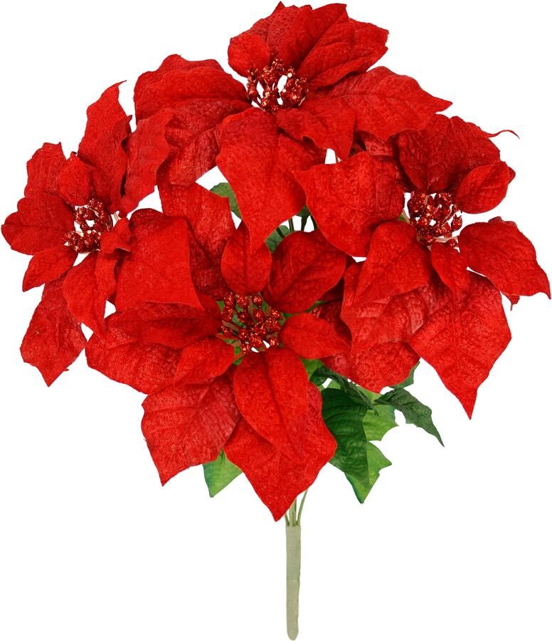 I.GE.A. Boeket kunstbloemen Boeket Poinsettia kerstster kerstdecoratie kunstbloem kerstbloem (1 stuk) - Foto 2
