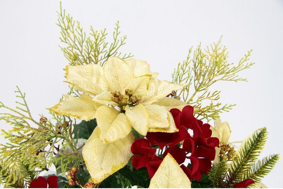 I.GE.A. Boeket kunstbloemen Boeket poinsettia hortensia kerstster kerstdecoratie kunstbloem boeketten (1 stuk) - Foto 2