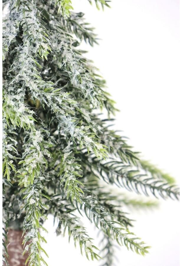 I.GE.A. Deco-boom Kerstdecoratie kerstboom Kunstmatige mini spar met ijs op houten sokkel 25 cm (set 2 stuks) - Foto 4