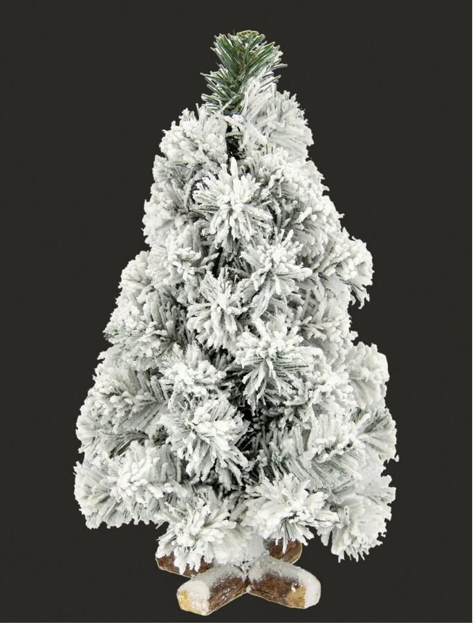 I.GE.A. Deco-boom Kerstdecoratie kerstboom op houten voet met kunstsneeuw 38 cm (1 stuk) - Foto 2