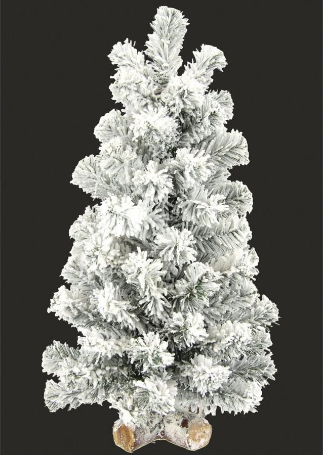 I.GE.A. Deco-boom Kerstdecoratie kerstboom op houten voet met kunstsneeuw 60 cm (1 stuk) - Foto 2