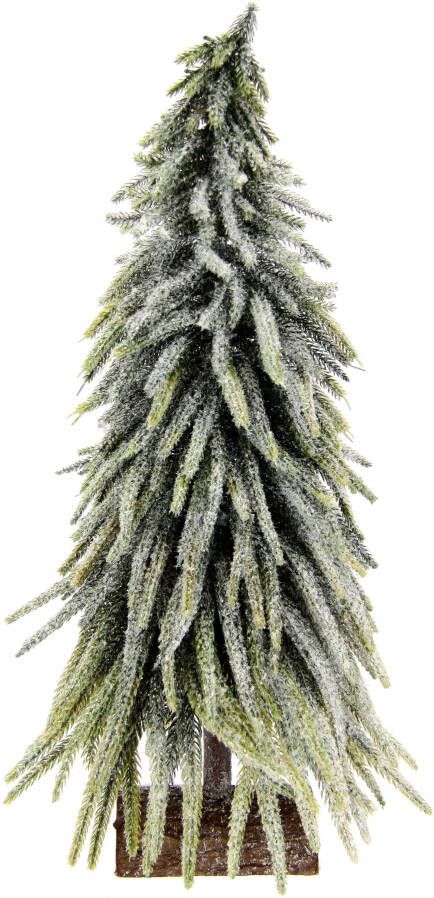 I.GE.A. Deco-boom Kerstdecoratie kerstboom Kunstmatige mini spar met ijs op houten sokkel 32 cm (1 stuk) - Foto 1
