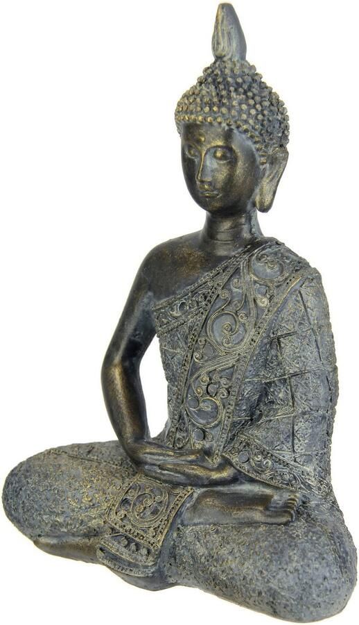 I.GE.A. Decoratief figuur Buddha figuur zittend mediterend standbeeld figuren sculptuur (1 stuk) - Foto 2